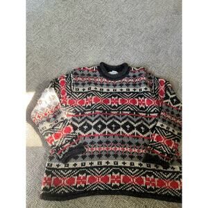Claudia D. wool patterned sweater womens XL